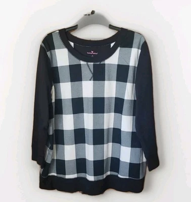 Женщина в рубашке французский Терри 2 X (26/28) черно-белый буйвол клетку - Изображение 1 из 4