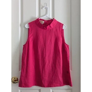 Talbots Blouse Womens 16 Pink Sleeveless Top Mandarin Collar Vintage Classic - Picture 1 of 14