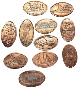 Lot of 11 Unique Elongated US Zinc Lincoln Cents Pennies ALL RETIRED Designs-CRC - Picture 1 of 12