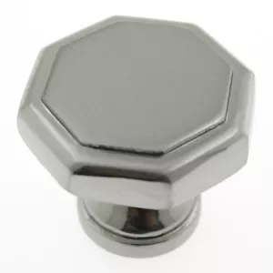 1 1/8" Inch Hexagon Satin Nickel Kitchen Cabinet Knob Pull Drawer Wardrobe - Picture 1 of 4