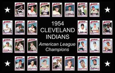 1954 CLEVELAND INDIANS Baseball Card POSTER Bob Feller Larry Doby Early Wynn