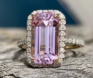 14CT Y/GOLD - 5.69CT KUNZITE & DIAMOND RING - size 7 or N.5 - valued at $10,490 - Picture 1 of 9