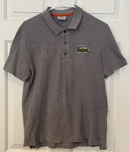 Lacoste Polo Shirt Mens Small/5 Gray Cotton Reg Fit Big Croc Logo Short Sleeve - Picture 1 of 4