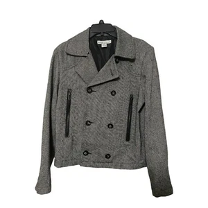 Andres Velasco Tweed Peacoat Short Officewear Removable Faux Fur Collar Size Med - Picture 1 of 10