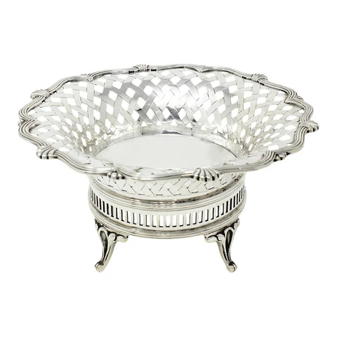 Silver Pierced Sweet Dish 1909 Antique Edwardian Carrington & Co London (SL21-) Cover