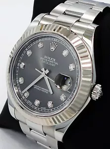 Rolex Datejust II 116334 41mm Cadran Diamant 18K or Blanc Striée Chaton Mint - Bild 1 von 12