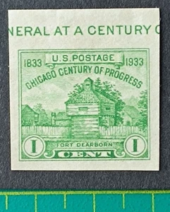 US stamp 1933, Sc A231, #730, 1c yellow green, imperforated, MLH - Picture 1 of 4