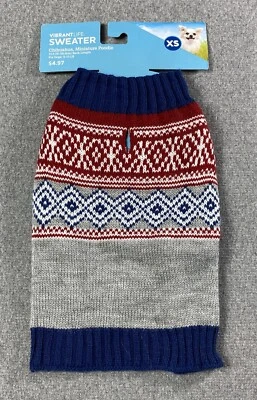 NEW Vibrant Life Dog Sweater Black Blue Red XS 5-10 lbs Beagle Standard Poodle - Image 1 of 2
