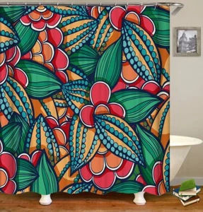 Shower Curtains Fabric Fashion Abstract Plant Flower Contrast Color Decorativ... - Picture 1 of 6