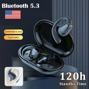 Bluetooth 5.3 Headset Wireless Earphones TWS Earbuds Stereo Headphones Ear Hook - Picture 1 of 14