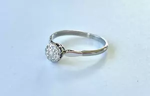 VINTAGE 1950s DIAMOND HALO CLUSTER RING 18CT WHITE GOLD VALUATION $4,500 - Picture 1 of 14