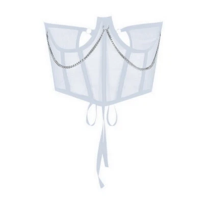 Corsé elástico de cadena metálica moldeador de cintura transparente de malla ancha con cordones de 3 colores Foto 1 de 4