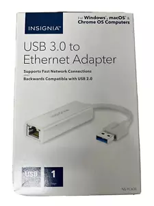 NEW Insignia USB 3.0 to Ethernet Adapter 1Gbps Fast Connector for Windows, MacOS - Picture 1 of 2