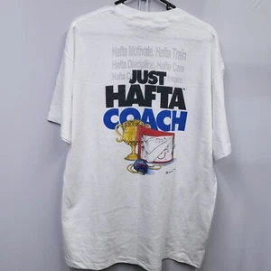 Vtg 90s Just Hafta Coach Football T-Shirt COED Naked Men's Sz XL Single Stitch - Picture 1 of 15