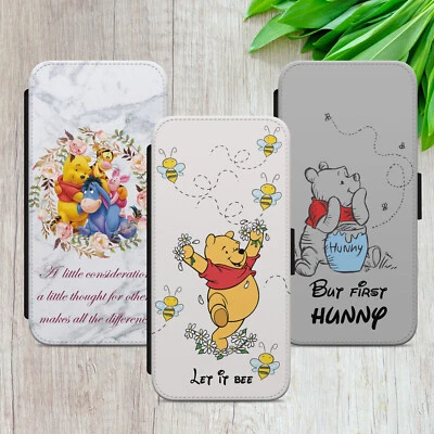 WINNIE THE POOH EEYORE QUOTE FLIP WALLET PHONE CASE FOR IPHONE SAMSUNG GOOGLE - Image 1 of 4