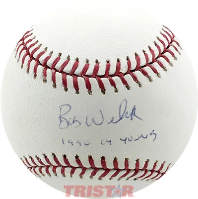 BOB WELCH SIGNED AUTOGRAPHED ML BASEBALL INSCRIBED 1990 CY YOUNG PSA OAKLAND A'S - Image 1 of 2