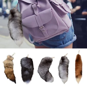 Long 3D Cute Tail Keychain Pendant Women Key Ring Holder Pompoms Key Chains - Picture 1 of 39
