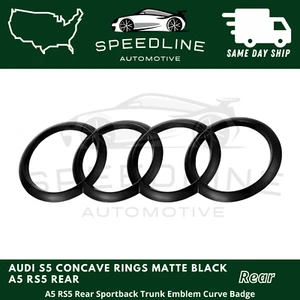 Anillos cóncavos para Audi S5 negro mate A5 RS5 trasero deportivo emblema del maletero curva insignia - Imagen 1 de 1