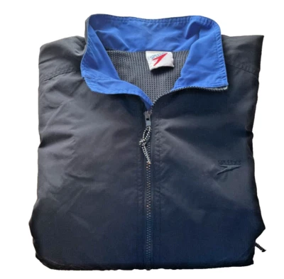 SPEEDO Cortavientos Ventilado Cremallera Completa Nylon Poli Negro Chaqueta Hombres Talla M Bolsillos Foto 1 de 4