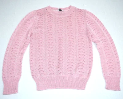 Suéter Vintage Jolie Brillante Talla S/M Años 60 70 Rosa Crochet Prendas de Punto Pullover Foto 1 de 4