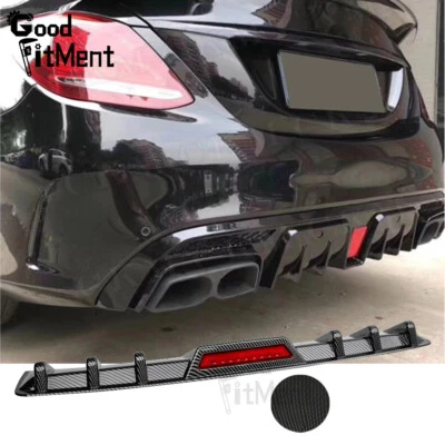 Labio difusor parachoques trasero coche Mercedes Benz C300 C450 con luz de freno LED roja Foto 1 de 4
