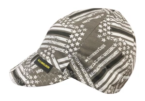 US WELDER Welding Caps Welders Hat Gray Black Flag Reversible by Comeaux Supply - Picture 1 of 1