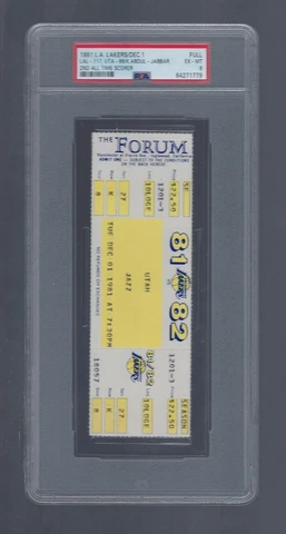 PSA 6 - KAREEM ABDUL-JABBAR - 2ND LEADING SCORER NBA HISTORY LAKERS FULL TICKET Cover
