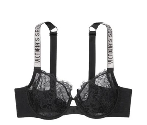 NWT Victoria's Secret Very Sexy Shine Strap Unlined Demi Bra Sz 42G Black Lace - Picture 1 of 3