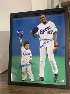 Vladimir Guerrero Jr & Sr Dual Signed Auto Framed 16x20 Photo Beckett COA Expos - Picture 1 of 3