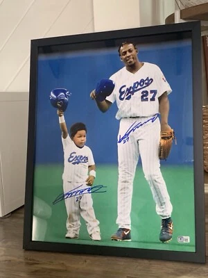 Vladimir Guerrero Jr & Sr Dual Signed Auto Framed 16x20 Photo Beckett COA Expos - Image 1 of 3