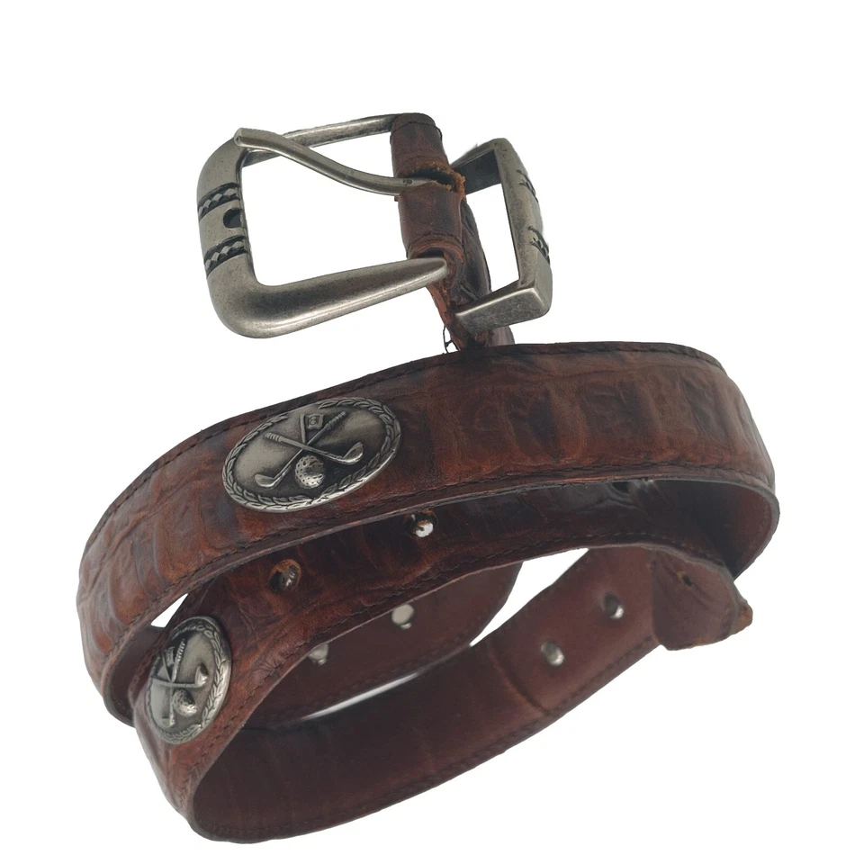 Cinturón de golf clásico marrón importado de cuero italiano talla 42  Foto 1 de 4