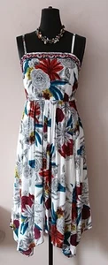 MONSOON Ladies UK 8 Beautiful Boho Style Hanky Hem Floral Print Long Dress VGC - Picture 1 of 21