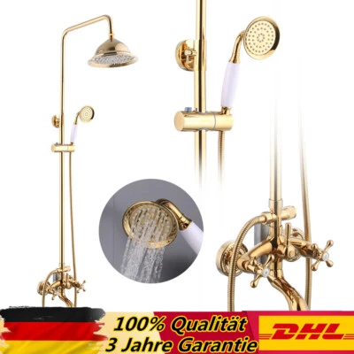 Retro Gold Duschset Duscharmatur Bad Duschsystem Regendusche mit Handbrause DE - Bild 1 von 4