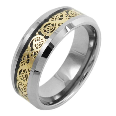 8mm Celtic Dragon Tungsten Ring Mens Jewelry Wedding Band (Choose Color) GOT TW - Image 1 of 2
