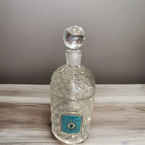 Vintage Guerlain Bee Embossed Glass Empty Perfume Bottle | France 1960s 6.5” - Picture 1 of 2