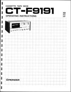 Pioneer CT-F9191 Cassette Tape Deck Owners Manual - Picture 1 of 5