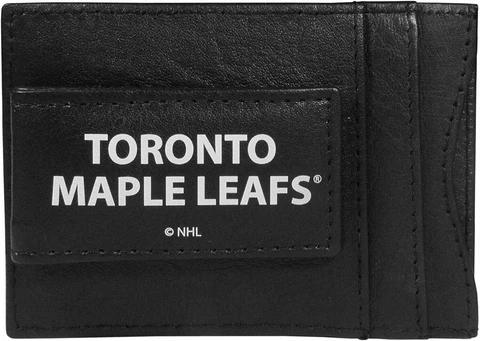Toronto Maple Leafs Premium Black Leather Money Clip Front Pocket Wallet Hockey Cover