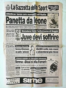 GAZZETTA DELLO SPORT 31 AOÛT 1990 MARADONA FRANCESCO PANETTA OR EUROPEENS SENNA - Picture 1 of 1