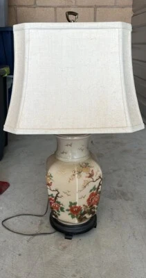 Asian Vintage Late 20th Century Chinoiserie Hand Painted Ginger Jar Table Lamp - Image 1 of 3