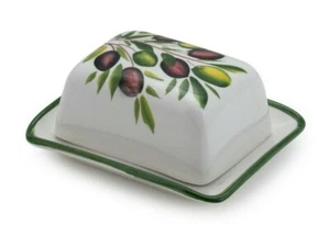 BASSANO Butterdose Oliven bemalt für 125 gr. Ausgefallene italienische Keramik - Picture 1 of 1