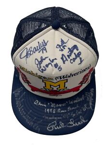 Michigan Wolverines Rose Bowl Greats Hat Signed By 8 Bo Schembechler Beckett COA
