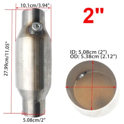 Universal 2" Inch 5.08cm Sports Catalytic Converter Higt Flow 400 Cell Stainless - Image 1 of 4