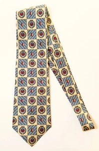 Evan Picone Krawatte blaugold rot Wappen 100 % Seide - Bild 1 von 3