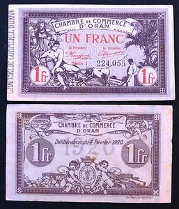Algeria 1 Franc Chamber of Commerce Oran Deliberation February 4, 1920 Series I - Picture 1 of 1