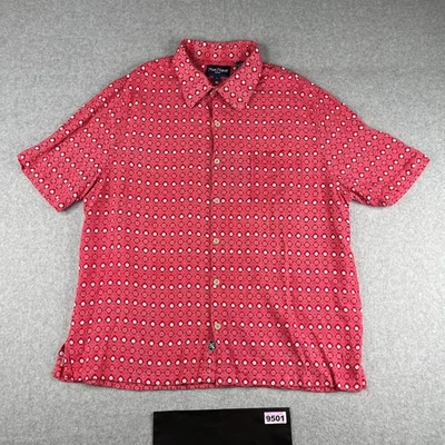 Nat Nast Shirt XL Red Geometric Rayon Lightweight Button Up Short Sleeve Mens - Image 1 of 4
