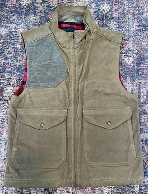Vintage Filson Vest XS Tan Wax Cotton Plaid Lined Shooting 10205 Discontinued - Image 1 of 4