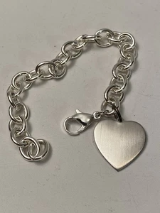 "Pulsera corazón metal color plata con broche de garra de langosta 7,5"" joyería de muñeca" - Imagen 1 de 4