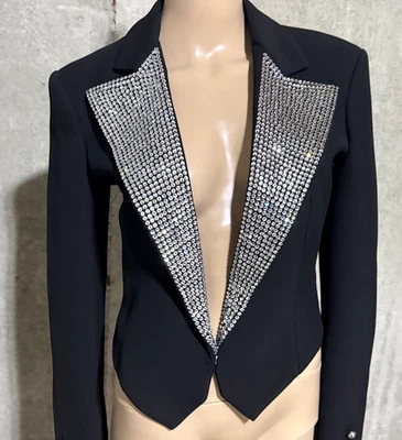 Nueva Chaqueta Blazer Philipp Plein Couture Cristal Bordado Negra EE. UU. 2 4 / PEQUEÑA Foto 1 de 4