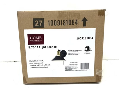 Home Decorators Feldner 1-Light Matte Black and Aged Brass Wall sconce - Image 1 of 2