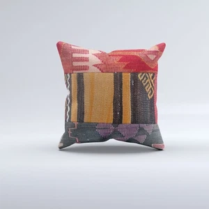 Kilim Cushion Cover 40x40 cm 16x16 in  Vintage Turkish Square Pillowcase 41154 - Picture 1 of 5